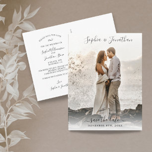 Bröllop spara datum Photo Söt Script-teckensnitt Vykort