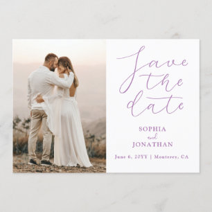 Bröllop spara datum Photos Chic Elegant Script Inbjudningar