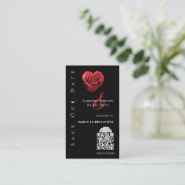 Bröllop spara datum-QR-kod-Hjärtformade Ro- Visitkort