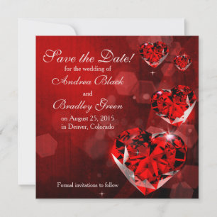 Bröllop spara datum Red Diamond Heart Datumet