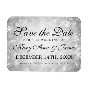 Bröllop spara datum Silver Winter Wonderland Magnet