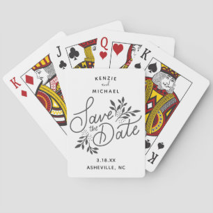 Bröllop spara datum Söt Calligraphy Botanical Casinokort