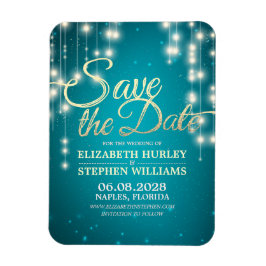 Bröllop spara datum String Ljus Turquise Guld Magnet