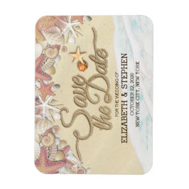 Bröllop spara datum Summer Sandy Beach Starfish Magnet