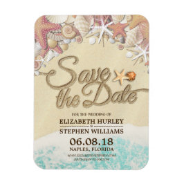 Bröllop spara datum Summer Sandy Beach Starfish Magnet