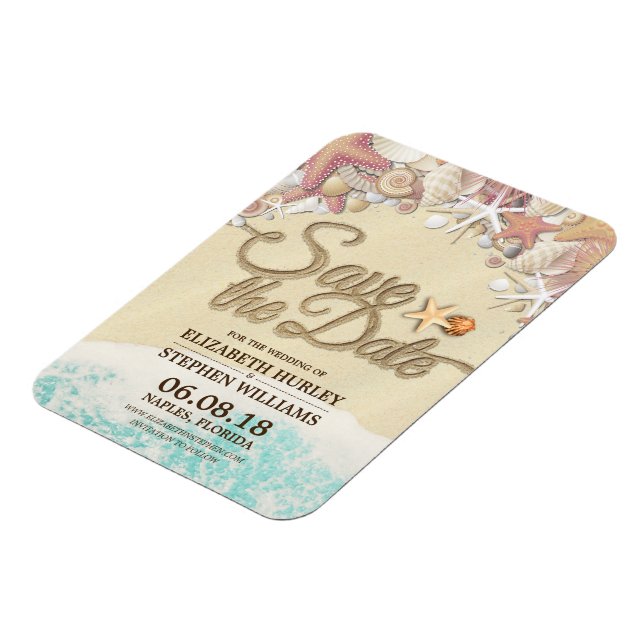 Bröllop spara datum Summer Sandy Beach Starfish Magnet (Vänstra Sidan)