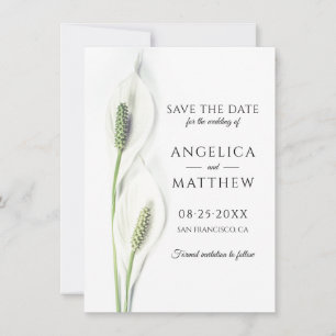 Bröllop spara datum White Peace Calla Lily Datumet