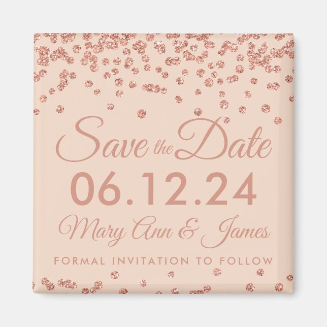 Bröllop Spara Ro Guld Glitter konfetti  Magnet (Framsidan)