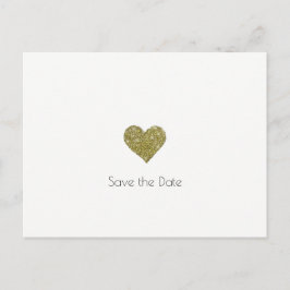 bröllop spara-the-date + faux guld hjärtminimalist meddelande vykort
