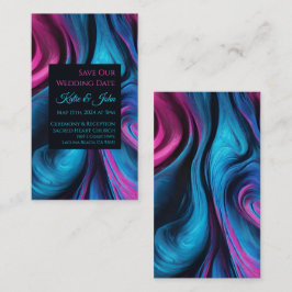 Bröllop Spara vår date- Modern Blue and Rosa- Visitkort