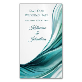 Bröllop Spara vår Date- Modern Emerald Grönt- Magnetiska Visitkort
