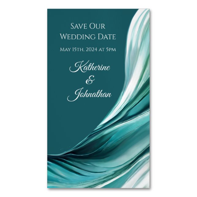 Bröllop Spara vår Date- Modern Emerald Grönt- Magnetiska Visitkort (Framsida vertikal)