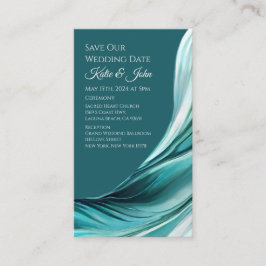 Bröllop Spara vår Date- Modern Emerald Grönt- Visitkort