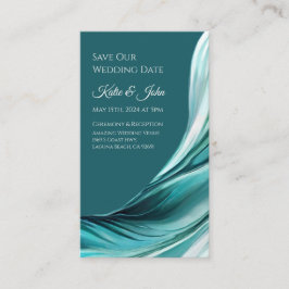 Bröllop Spara vår Date- Modern Emerald Grönt- Visitkort