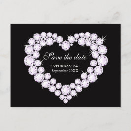 Bröllop sparar datum diamanter i ett hjärta på sva meddelande vykort