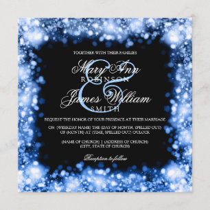 Bröllop Sparkling Ljus Sapphire Blue Inbjudningar