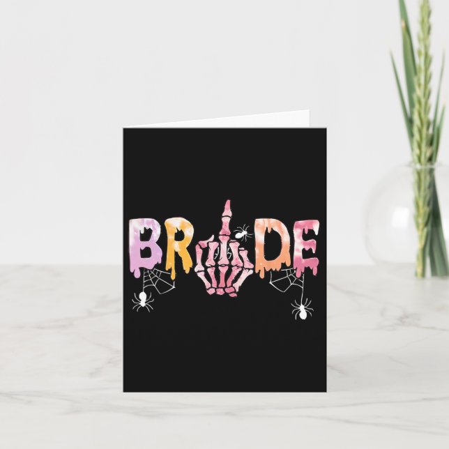 Bröllop Spooky Halloween Skeleton Bride Just Marri Kort (Framsida)