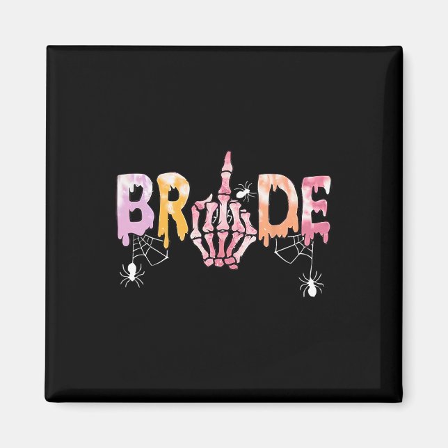 Bröllop Spooky Halloween Skeleton Bride Just Marri Magnet (Framsidan)