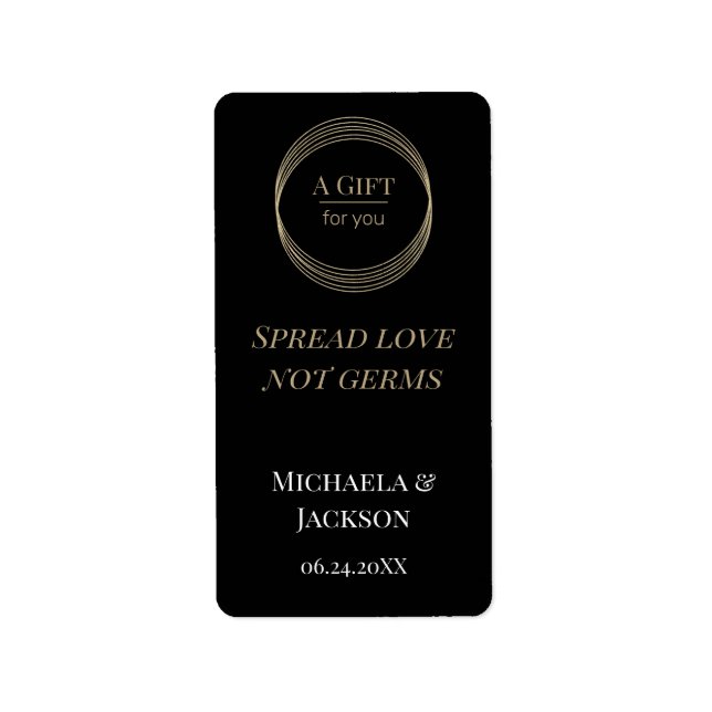 Bröllop Spread Kärlek inte Germs Hand Sanitizer Adressetikett (Framsidan)