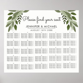 Bröllop Sprigs - alfabetiskt sittdiagram Poster