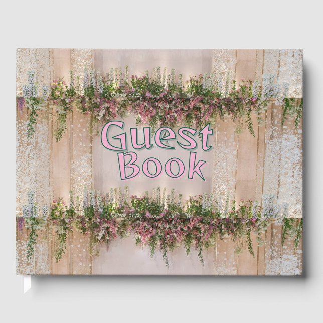 Bröllop Stage Gästböcker (A beautifully designed guest book with floral decorations!)