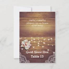 Bröllop Ställe Bordsnummer Blommigt Light Wood Snö