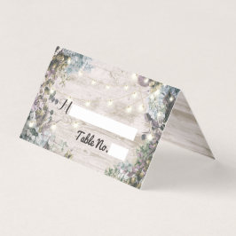 Bröllop Ställe Bordsnummer Chic Blommigt Wood Ljus Kort