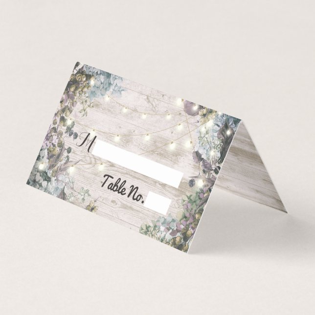 Bröllop Ställe Bordsnummer Chic Blommigt Wood Ljus Kort (Framsida)