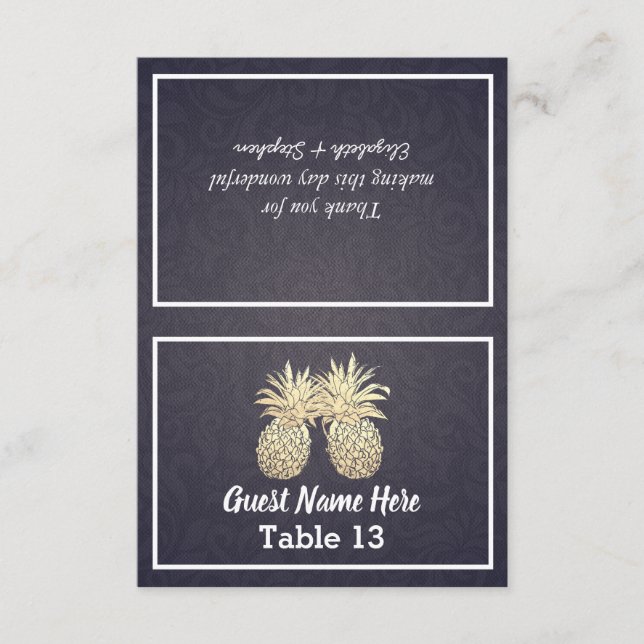 Bröllop Ställe Escort Bordsnummer Guld Ananas (Framsida)
