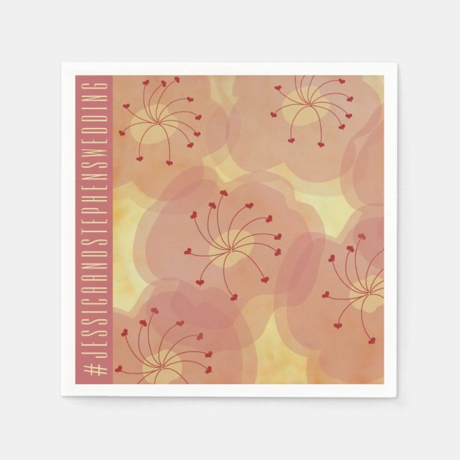 Bröllop Standard Napkin Asian Influenced Blommigt Pappersservett (Framsidan)