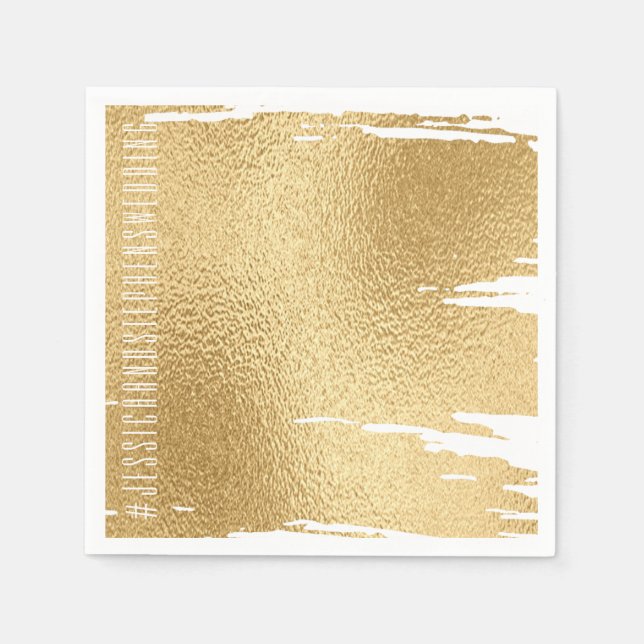 Bröllop Standard Napkin Elegant Guld och Black Pappersservett (Framsidan)