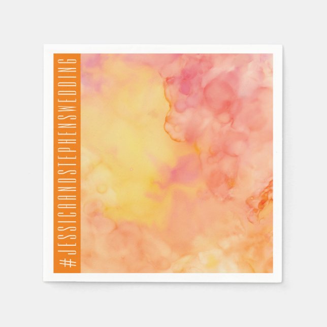 Bröllop Standard Napkin Fresh Flowers Orangar Pappersservett (Framsidan)