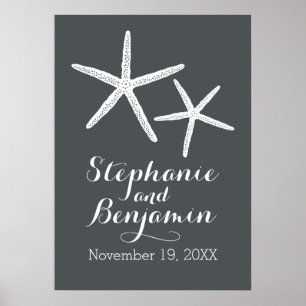 Bröllop Starfish with Anpassningsbar Bride Groom a Poster