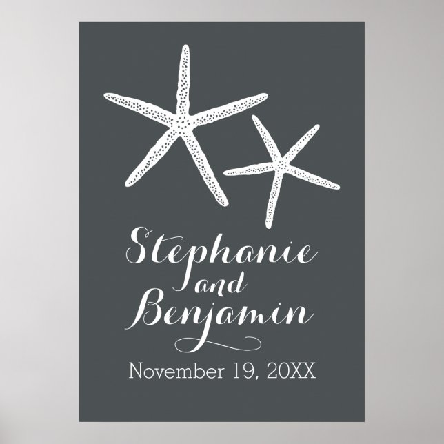 Bröllop Starfish with Anpassningsbar Bride Groom a Poster (Framsidan)