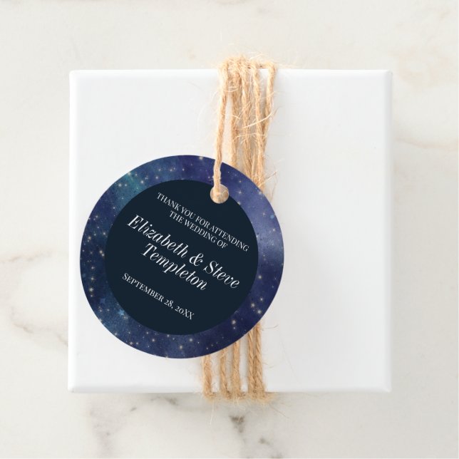Bröllop Starry Night Celestial Tack Navy Gåvor Etiketter (På plats)