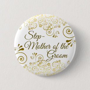 Bröllop Stepmor från Groom Guld Filigree Knapp