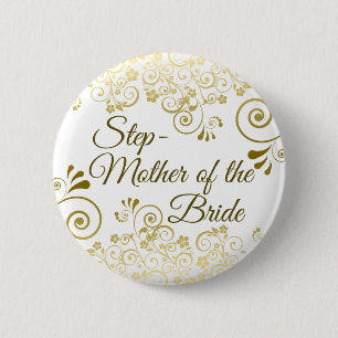 Bröllop Stepmor till Bride Guld Frilly Ornate Knapp