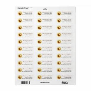 BRÖLLOP STICKERS-LABELS. Guld- YinYang doves. Returadress Etikett