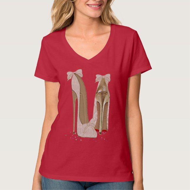 Bröllop Stiletto Högklackars Art Apparel Tee Shirt (Framsida)