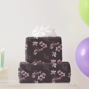 Bröllop Stoftig Burgunder Vattenfärg Blommor och F Presentpapper