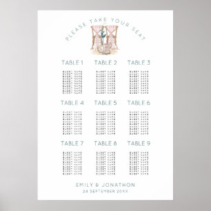 Bröllop stolar 9 Bord 90 Gästplatsdiagram Poster