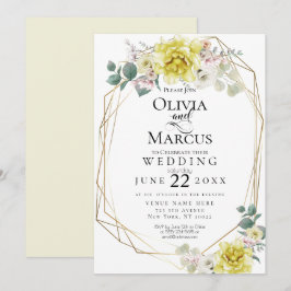 Bröllop | Sunny Gult Peony Watercolor Flowers Inbjudningar