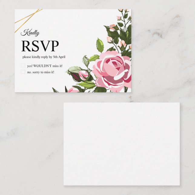 Bröllop svar kort Blommig Grönska Bröllop Svar (Fram/baksida)