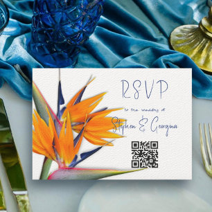 Bröllop svar QR-kod: Paradise Cards födelse Inbjudningar
