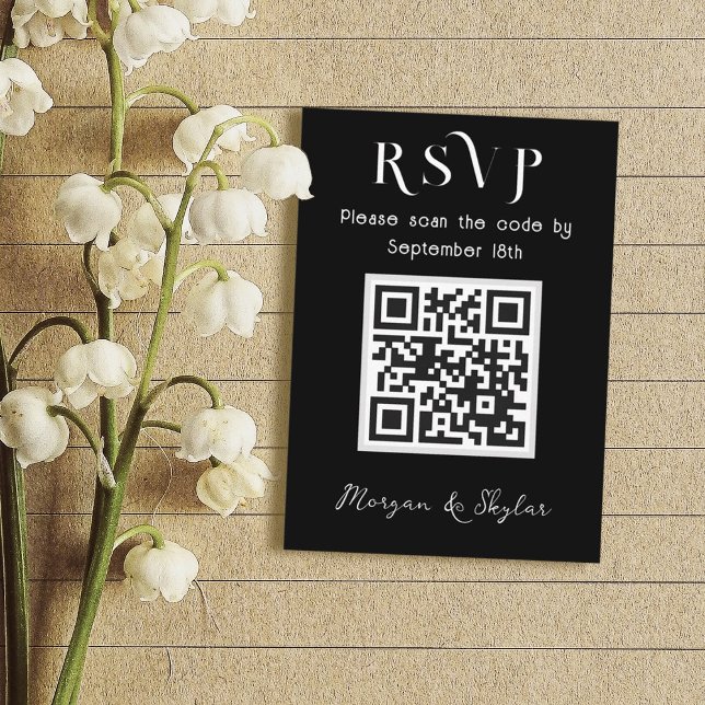 Bröllop Svar QR-kod Svartvit Tilläggskort (Skapare uppladdad)