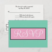 Bröllop Svar Seafoam Grön Rosa Vit