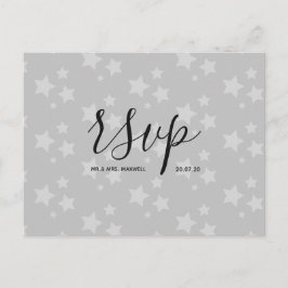 Bröllop Svarskort | Vit stjärnor Skript vykort