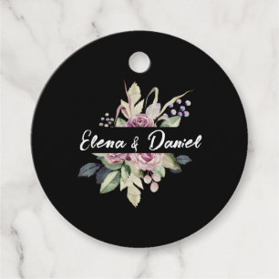 Bröllop svartfärgning rosa ros gåvor etiketter