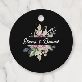 Bröllop svartfärgning rosa ros gåvor etiketter