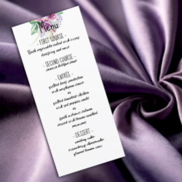 Bröllop svartklädd rosa vattenfärgsmeny ro